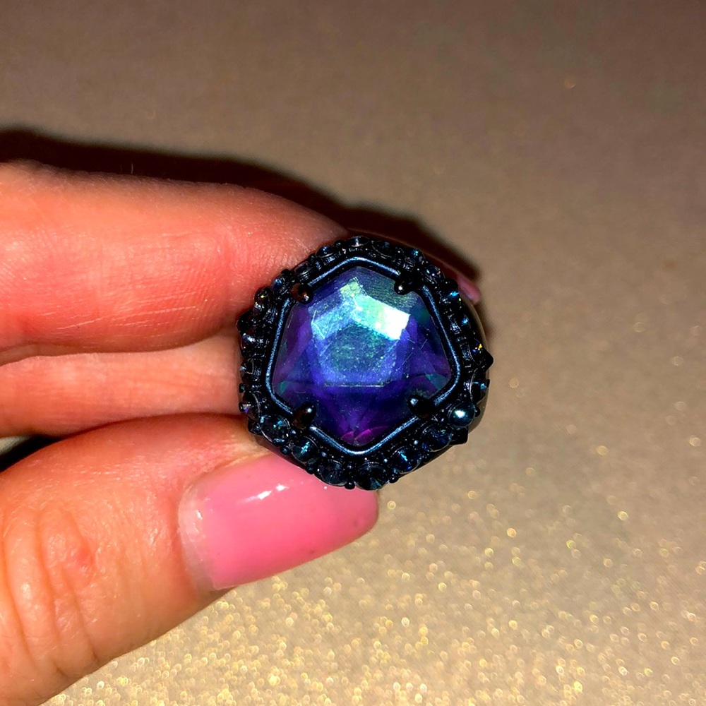KS cocktail ring navy gunmetal size 5